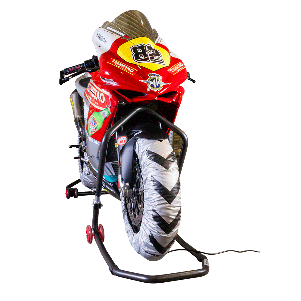 BikeTek Tyre Warmers Set (Front and Rear) for 120/70-17 Front and 160/60-17 Rear Tyres (EURO 2 Pin Plug)
