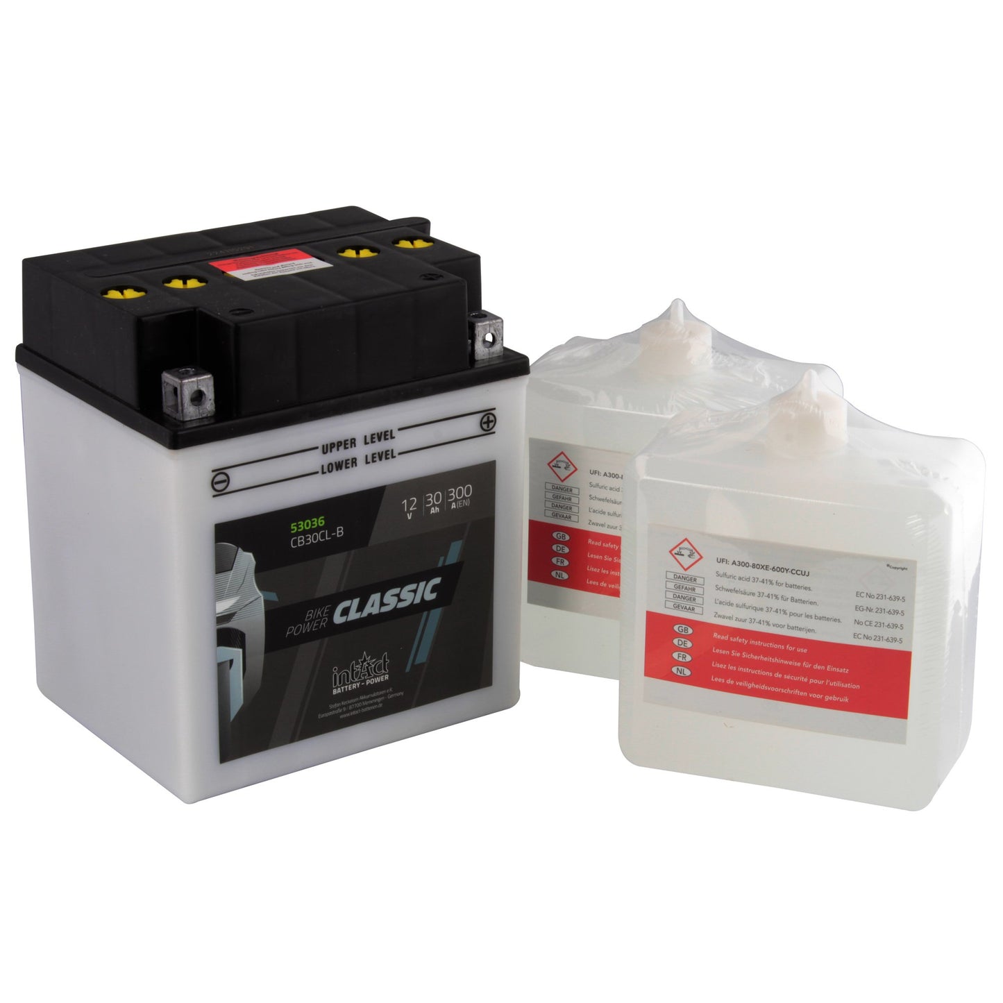 intAct CB30CL-B Classic Bike-Power Battery With Acid Pack