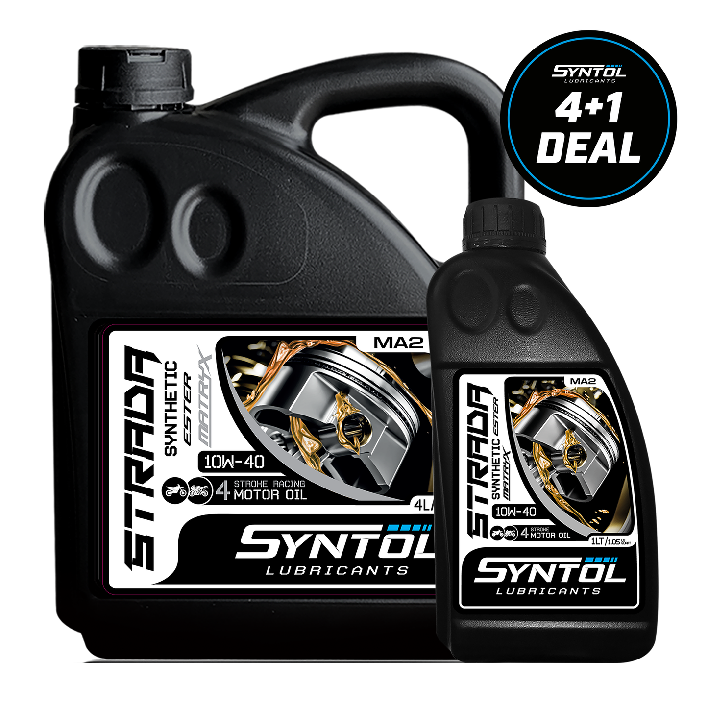 Syntol Strada 4T 10W-40 Synthetic Oil 4+1 Litre