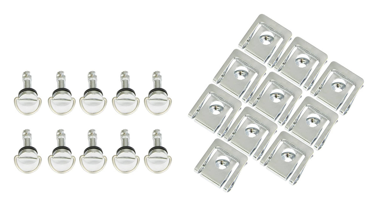 Bike It Silver Quick Release Fairing Fasteners Slip-On  19mm Pack Of 10